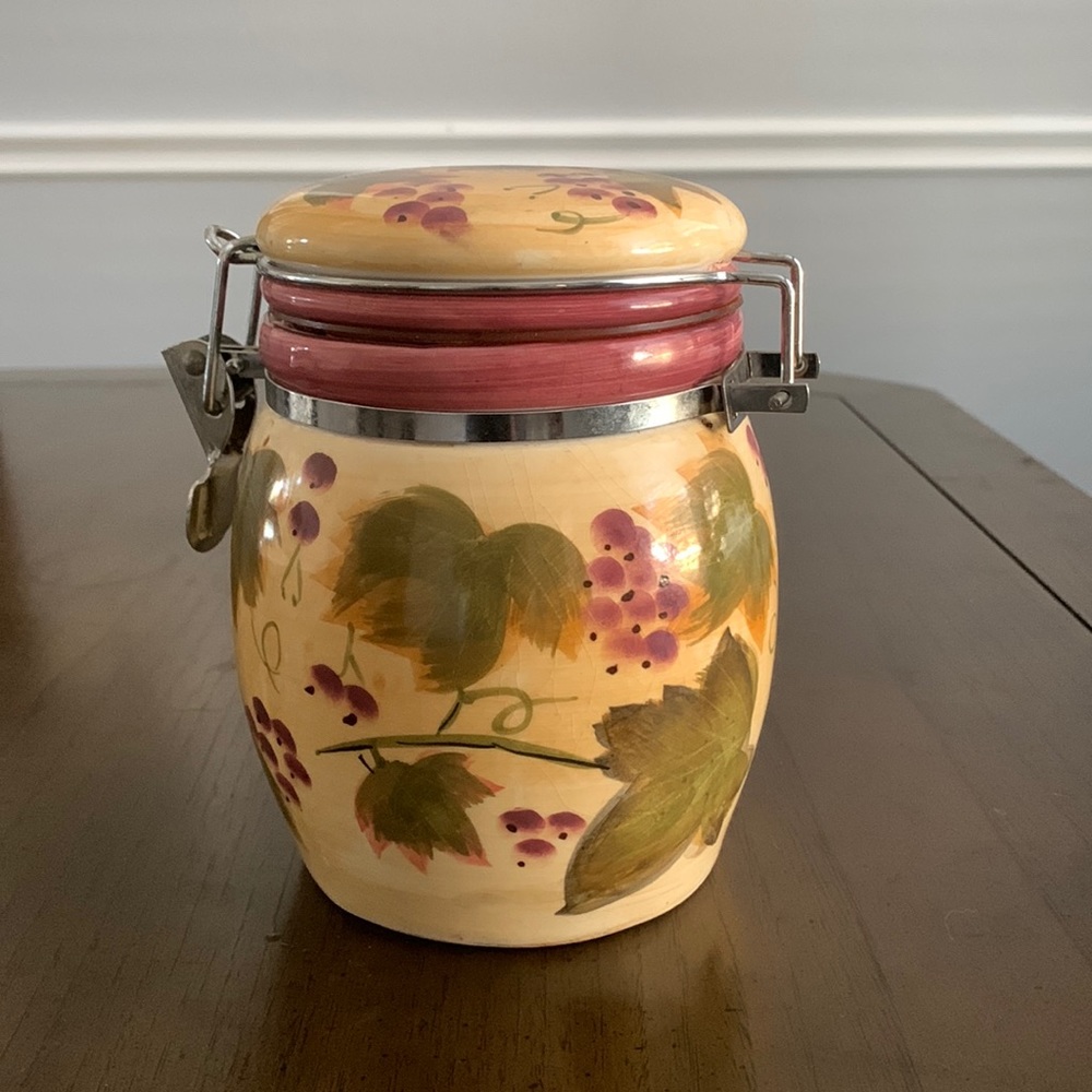 CERAMIC CANISTER SEALING LATCH LID JAR AUTUMN LEAF KITCHEN STORAGE COUNTERTOP